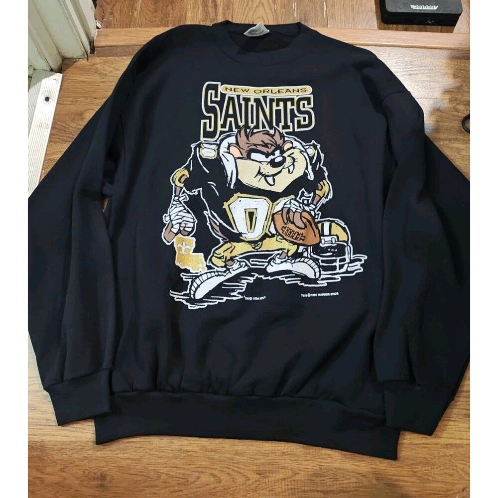 VTG 90s New Orleans Saints X Taz Looney Tunes Adult XL Sweatshirt Warner Bros